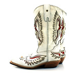 White Rustic + Red Touches Cowboy Boots // White (US: 10.5)