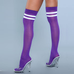 Stripe Knee High Stocking // Purple // Set of 2
