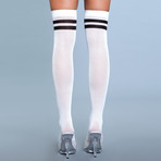 Stripe Knee High Stocking // White // Set of 2