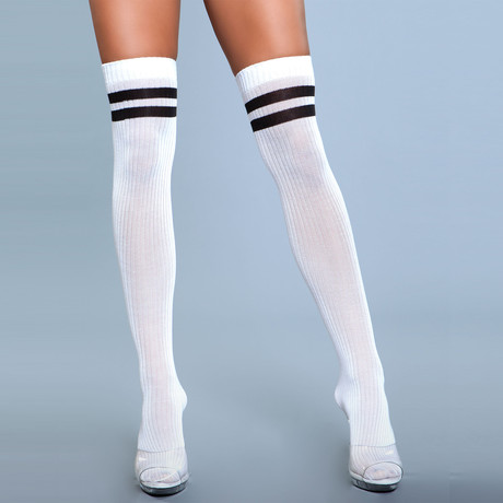 Stripe Knee High Stocking // White // Set of 2