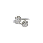 Memoire 18k White Gold Flower Bypass Ring // Ring Size: 7