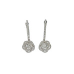 Memoire 18k White Gold Diamond Flower Drop Earrings