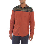 Aztec Accent Long Sleeve Button Down Shirt // Orange (M)