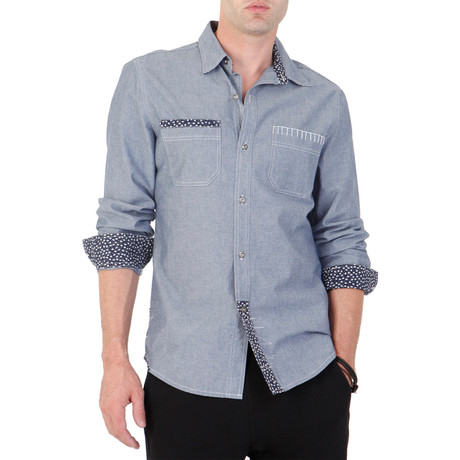 Contrast Pocket Long-Sleeve Shirt // Chambray (S)