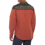 Aztec Accent Long Sleeve Button Down Shirt // Orange (S)