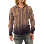 Striped Long Sleeve Button-Down Shirt // Brown (L)