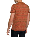 Aztec Print T-Shirt // Rust (L)