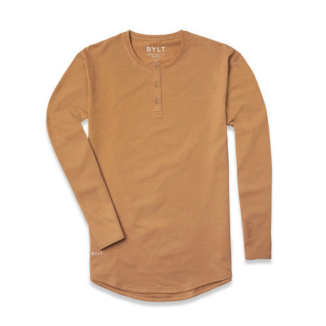 Drop-Cut Long Sleeve Henley // Toast (S)