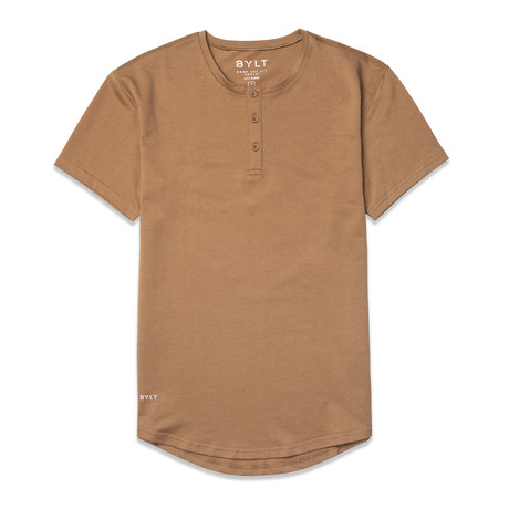 Drop-Cut Short Sleeve Henley // Toast (S)