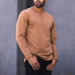 Drop-Cut Long Sleeve Henley // Toast (M)