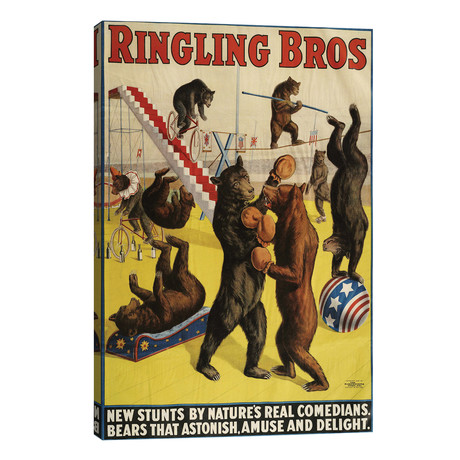 1900s Ringling Bros Circus Poster (12"W x 18"H x 0.75"D)