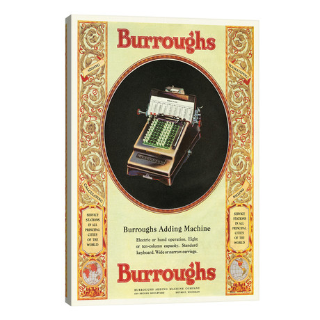 1920s Burroughs Adding Machine Magazine Advert (12"W x 18"H x 0.75"D)