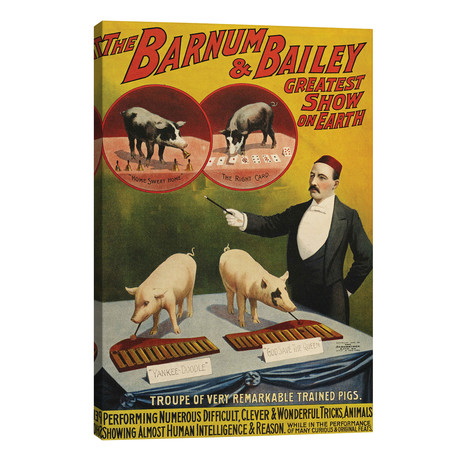 1900s Barnum & Bailey Circus Poster (12"W x 18"H x 0.75"D)
