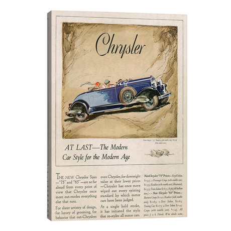 1928 Chrysler Magazine Advert (12"W x 18"H x 0.75"D)