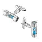 Hour Glass Cufflink // Silver + Blue