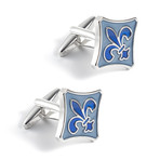 Orleans Cufflink // Silver + Blue