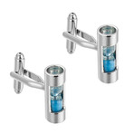 Hour Glass Cufflink // Silver + Blue