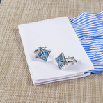 Orleans Cufflink // Silver + Blue