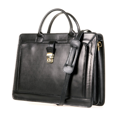 Riccardo Leather Briefcase (Black)