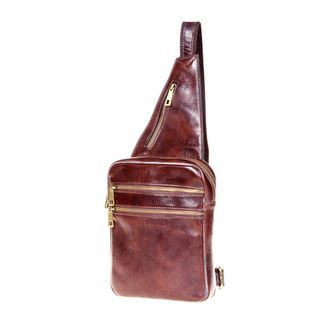 Martino Leather Shoulder Bag (Brown)