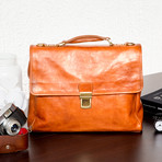 Federico Leather Briefcase (Brown)