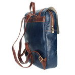 Zulio Leather Backpack (Blue + Brown)