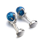 Globe Cufflink // Silver + Blue