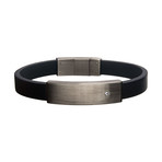 Stainless Steel + CZ ID Bracelet // Black
