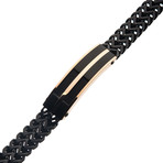 Double Franco Chain Bracelet // Black + Rose Gold