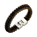 Twisted Leather Bracelet // Brown + Green