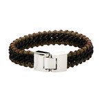 Twisted Leather Bracelet // Brown + Green