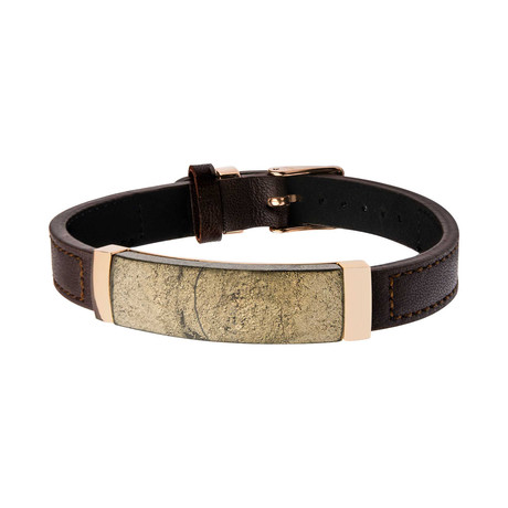 Chalcopyrite Leather Bracelet // Brown