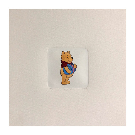 Winnie The Pooh // Honey // Hand Painted Cartoon Etching (Unframed)