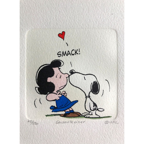 Snoopy & Lucy Hand Painted Sowa & Reiser Etching (Framed)