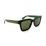 Unisex GG0001S-002 Square Sunglasses // Black + Green