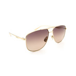 Men's GG0336S-001 Aviator Sunglasses // Gold + Brown Gradient