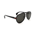 Men's GG0447S 001 Aviator Sunglasses // Black + Gray Polorized