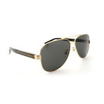 Men's GG0528S-006 Aviator Sunglasses // Gold + Black + Gray