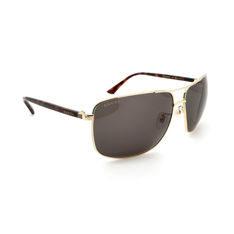 Gucci // Men's GG0065SK-004 Square Sunglasses // Gold Havana + Gray