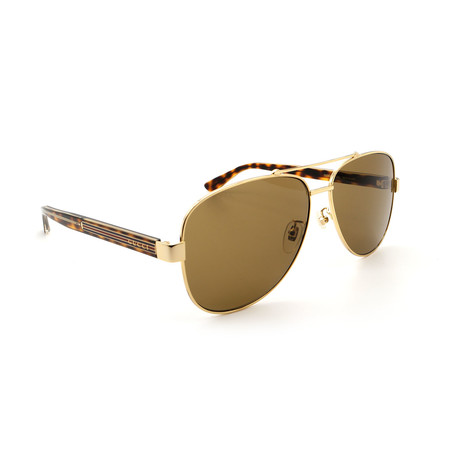 Men's GG0528S-008 Aviator Sunglasses // Havana + Gold + Brown