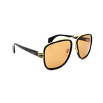 Men's GG0448S-002 Square Sunglasses // Black + Gold Mirror