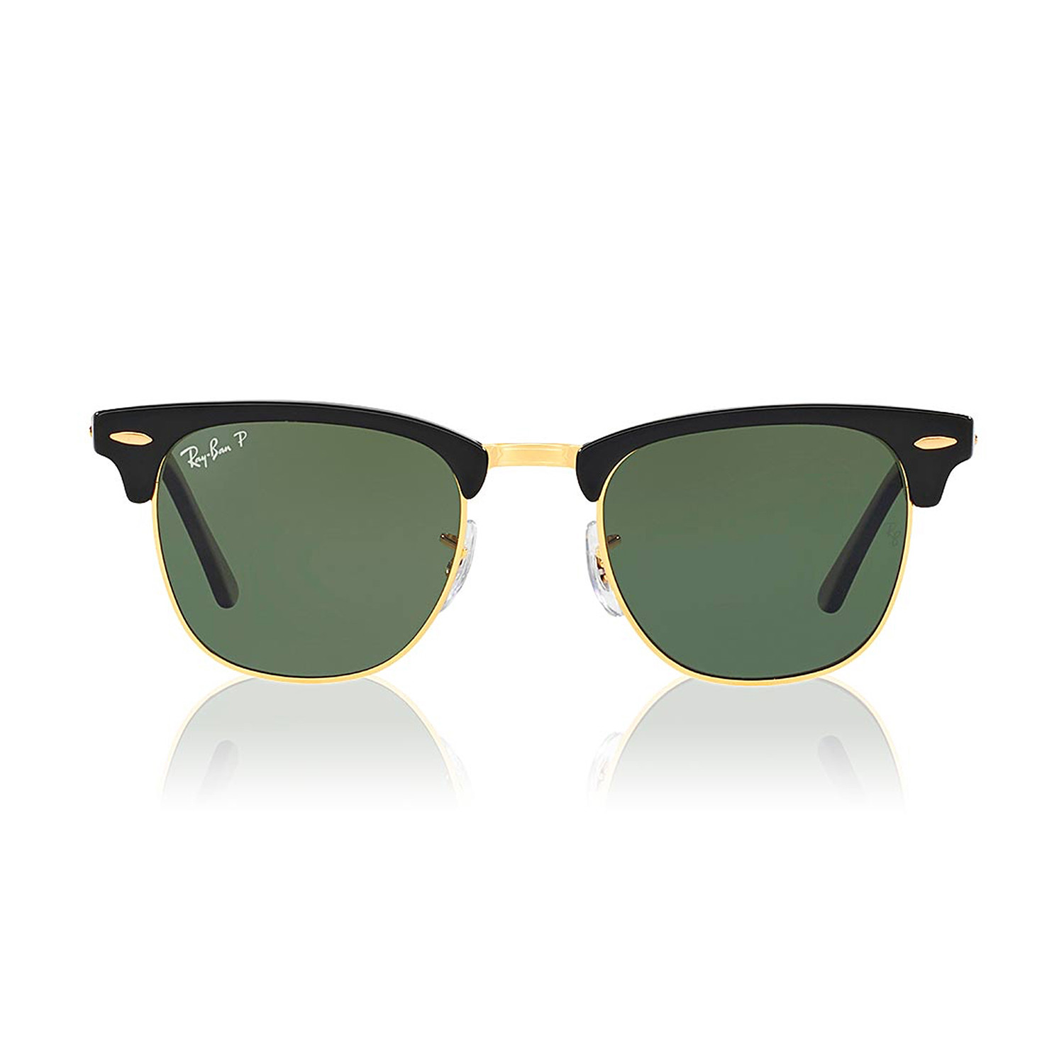 Ray Ban Mens Polarized Clubmaster Sunglasses Black Green 