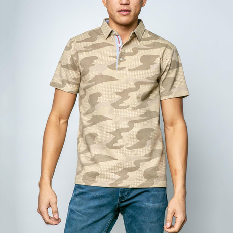 Goldfield Knit Short Sleeve Polo Shirt // Taupe (S)