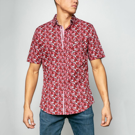 Horncastle Short Sleeve Woven Shirt // Red (S)