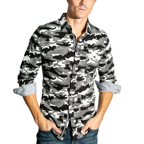 Shepton Long Sleeve Woven Overshirt // Camo (S)