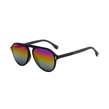 Men's Pilot Sunglasses // Black + Rainbow