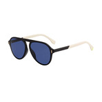 Men's Pilot Sunglasses // Black + Blue