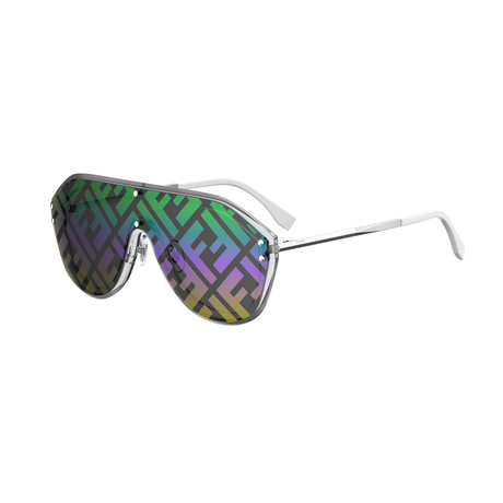 Unisex Mask Sunglasses // Silver + Rainbow