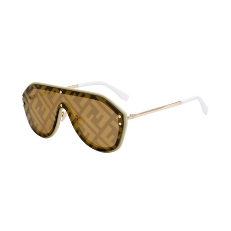 Unisex Mask Sunglasses // Gold + Brown