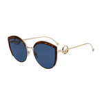 Women's Cat Eye Sunglasses // Gold + Blue